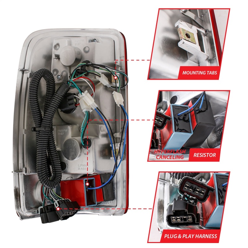 ANZO 2000-2006 Chevrolet Suburban LED Taillights Red/Clear thumbnail 9