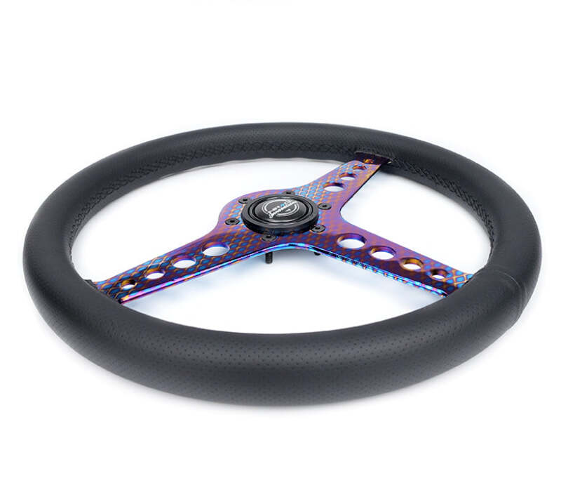 NRG Light Weight Gaming Steering Wheel - Driftz 350mm 3 NeoChrome Spokes Perforated Leather thumbnail 7