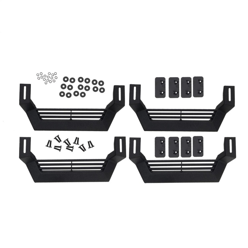 Rampage 1999-2019 Jeep Rock Rail Short Step Universal 4 Piece Set - Black thumbnail 4