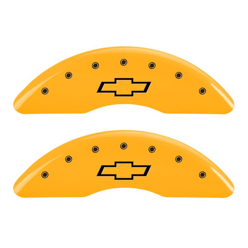 MGP 4 Caliper Covers Engraved Front & Rear Bowtie Yellow finish black ch thumbnail 5