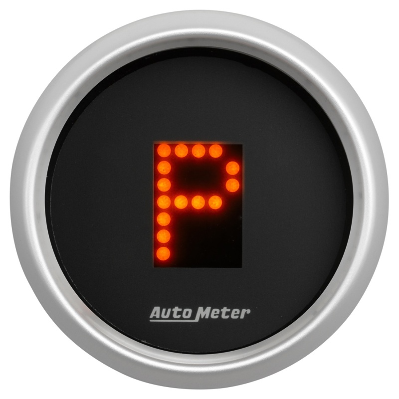 AutoMeter Gauge Gear Pos 2-1/16in. Incl Indicators Black Dial Red Led Silver Bezel thumbnail 7
