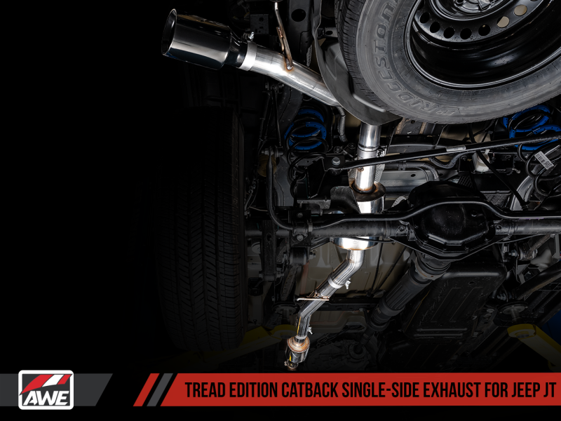 AWE Tuning 20-21 Jeep Gladiator JT 3.6L Tread Edition Cat-Back Single Side Exhaust - Diamond Blk Ti thumbnail 4