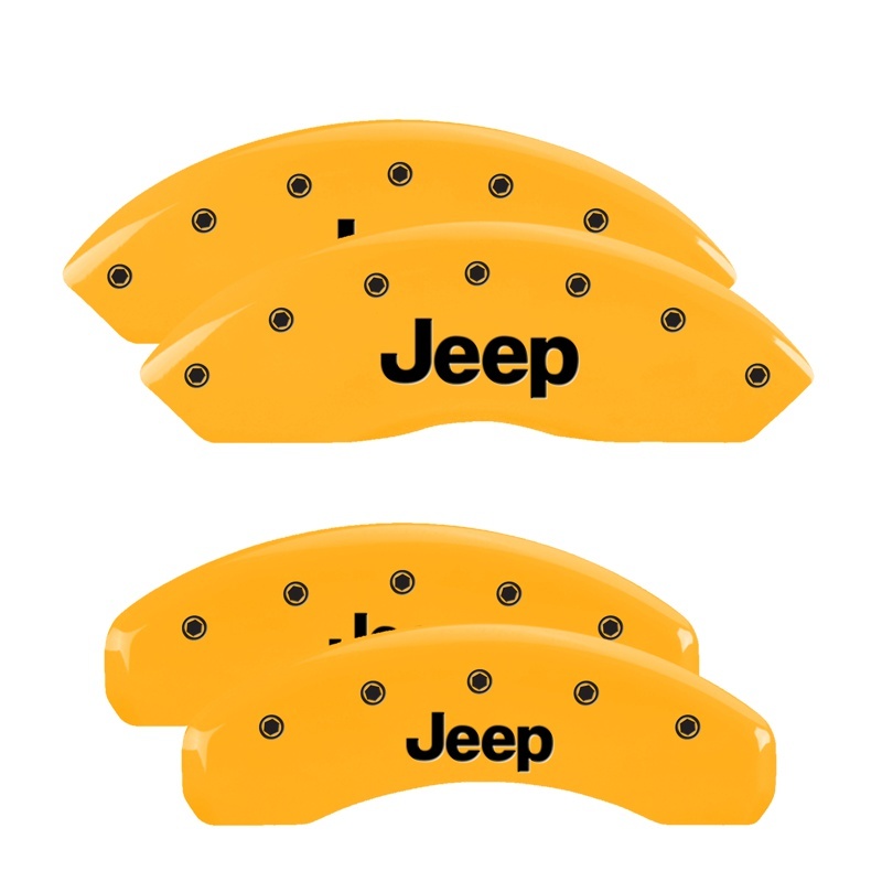MGP 4 Caliper Covers Engraved Front & Rear Jeep Yellow Finish Black Char 2018 Jeep Wrangler thumbnail 3