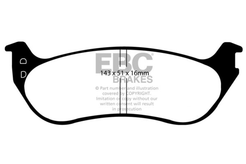 EBC 06-10 Ford Explorer 4.0 2WD Yellowstuff Rear Brake Pads thumbnail 6