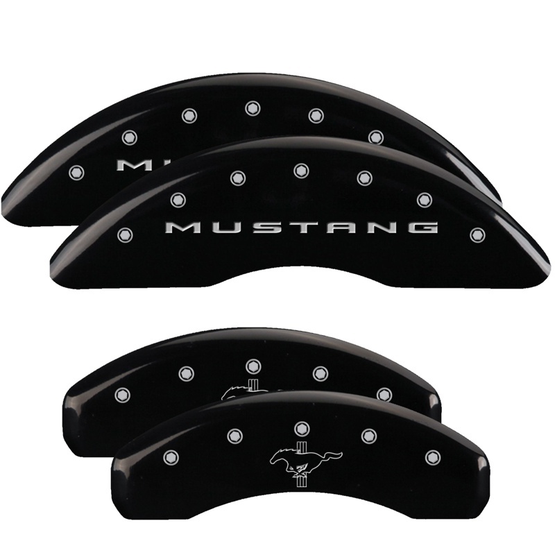 MGP 4 Caliper Covers Engraved Front 2015/Mustang Engraved Rear 2015/Bar & Pony Black fnsh silver ch thumbnail 5