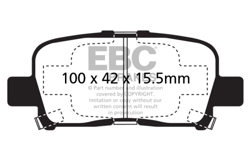 EBC 00-02 Acura MDX 3.5 Yellowstuff Rear Brake Pads thumbnail 4