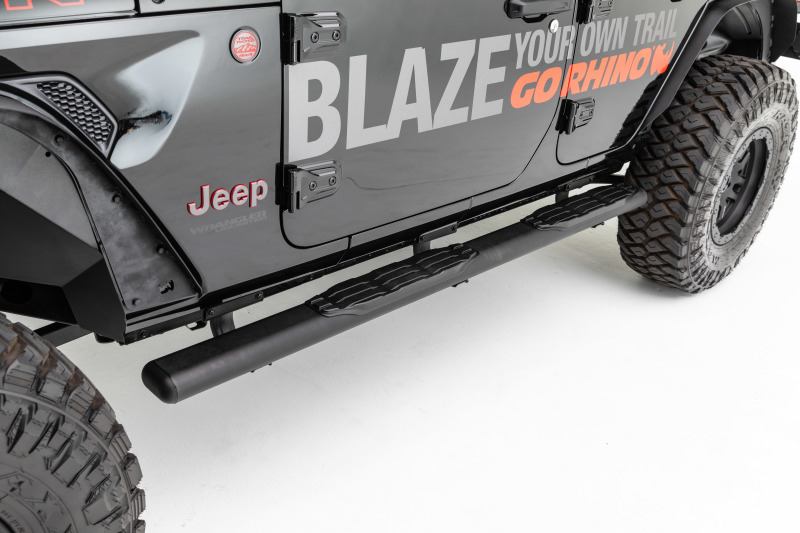 Go Rhino 18-20 Jeep Wrangler JLU 5in 1000 Series Complete Kit w/Sidestep + Brkts (1x gor10573T, 1x gor6845065) thumbnail 2