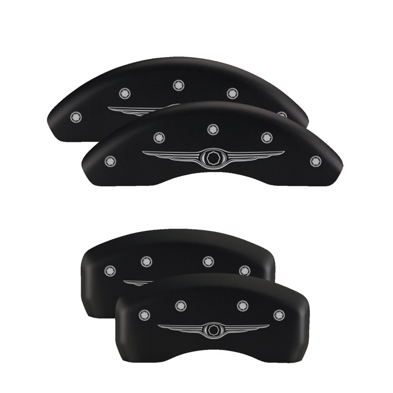 MGP 4 Caliper Covers Engraved Front & Rear MOPAR Black finish silver ch thumbnail 5