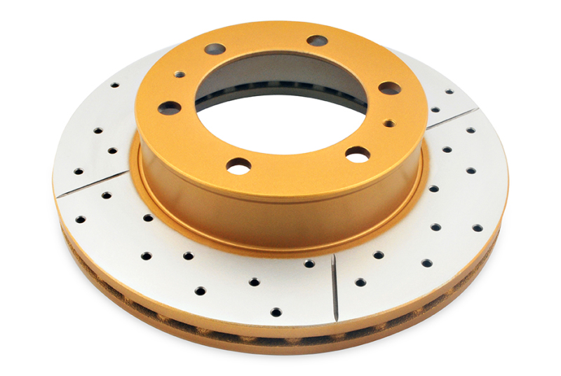 DBA Street Series X-Gold Disc Brake Rotors for 2005-2011 4RUNNER - DBA2714X Rotor, Cross-Drilled, Slotted, X-Gold, Uni-Directional, Toyota, Front, Each thumbnail 4