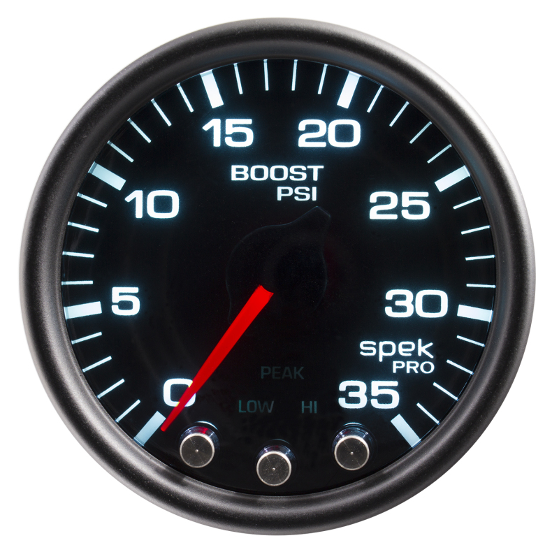 Autometer Spek-Pro Gauge Boost 2 1/16in 35psi Stepper Motor W/Peak & Warn Blacksmoke//Black thumbnail 7