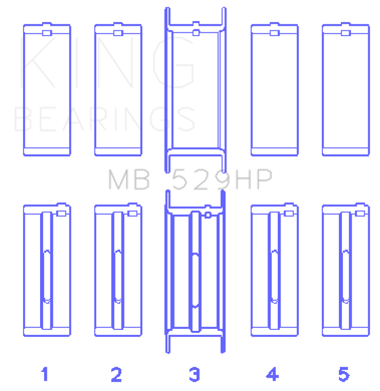 King Engine Bearings Ford 302 5.0L Windsor (Size STDX) Main Bearing Set thumbnail 5