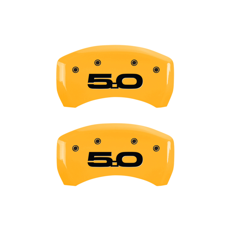 MGP 4 Caliper Covers Engraved Front 2015/Mustang Engraved Rear 2015/50 Yellow finish black ch thumbnail 9