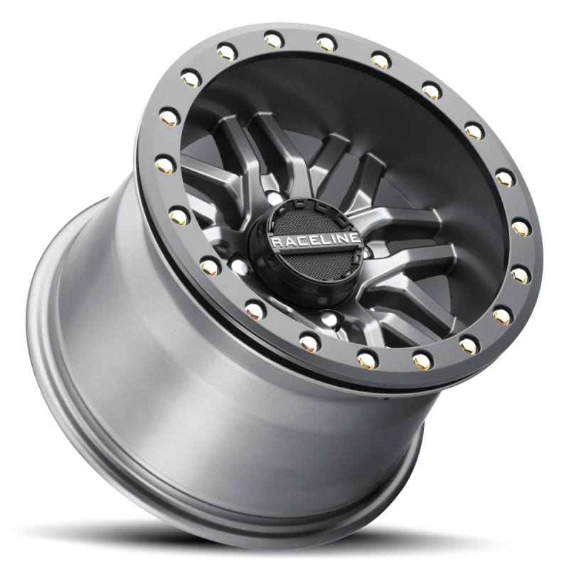 Raceline A91G Ryno 15x10in/4x156 BP/0mm Offset/132.5mm Bore - Gunmetal & Black Ring Beadlock Wheel thumbnail 3