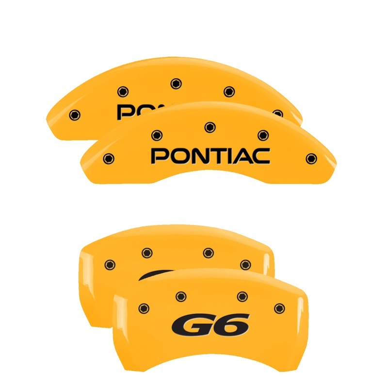 MGP 4 Caliper Covers Engraved Front Pontiac Rear G6 Yellow Finish Black Char 2007 Pontiac G5 thumbnail 7