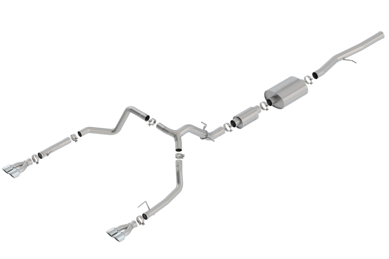 Borla 19 Chevrolet Silverado/GMC Sierra 1500 6.2L SS (S-Type) Catback Exhaust - Square Chrome Tips thumbnail 2