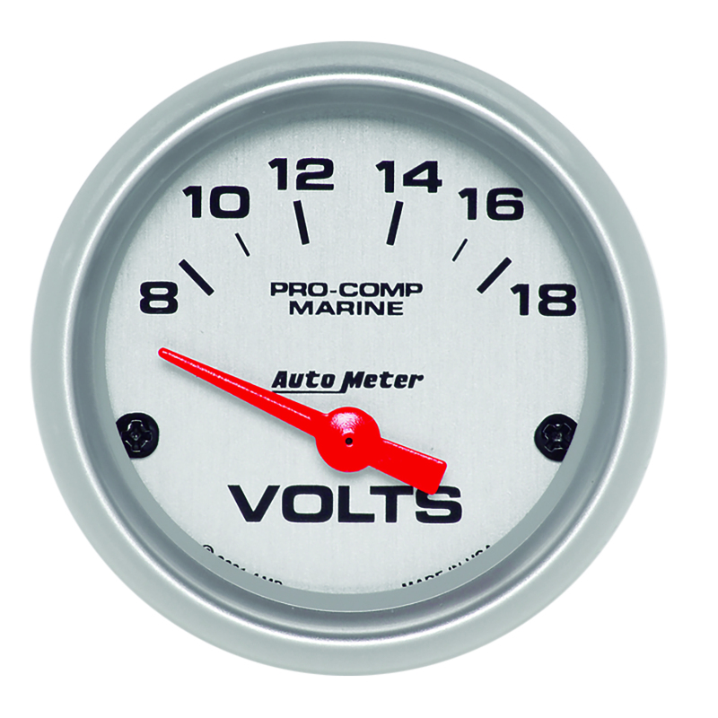 Autometer Voltmeter 2-1/16in 18V Electric Marine Silver Ultra-Lite Gauge thumbnail 4