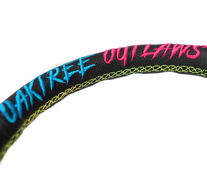 NRG Reinforced Steering Wheel - Oak Tree Outlaws 3in Deep/5mm Blk Spoke 350mm Wheel - Blk Perf Lthr thumbnail 4