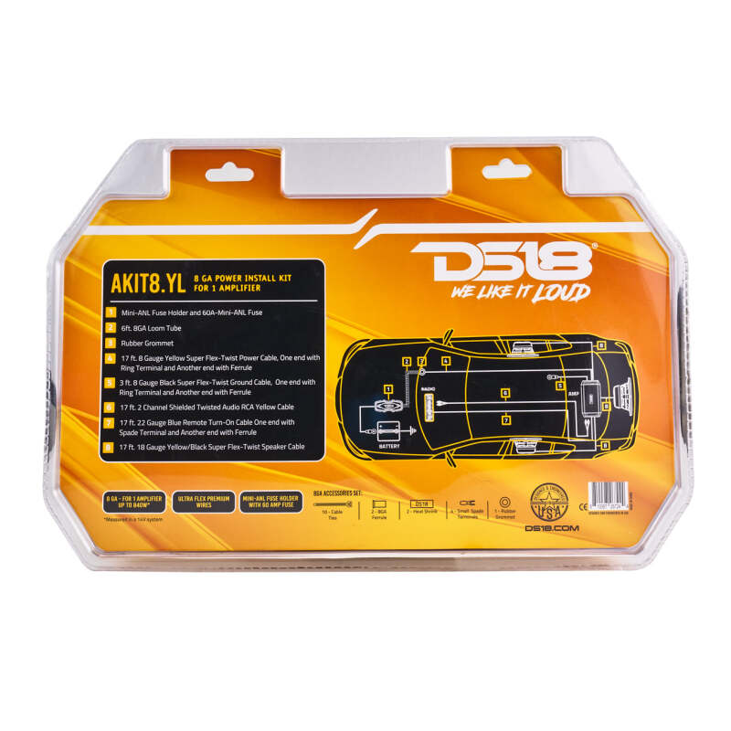 DS18 8-GA Amplifier Install Kit Advance- Yellow thumbnail 2