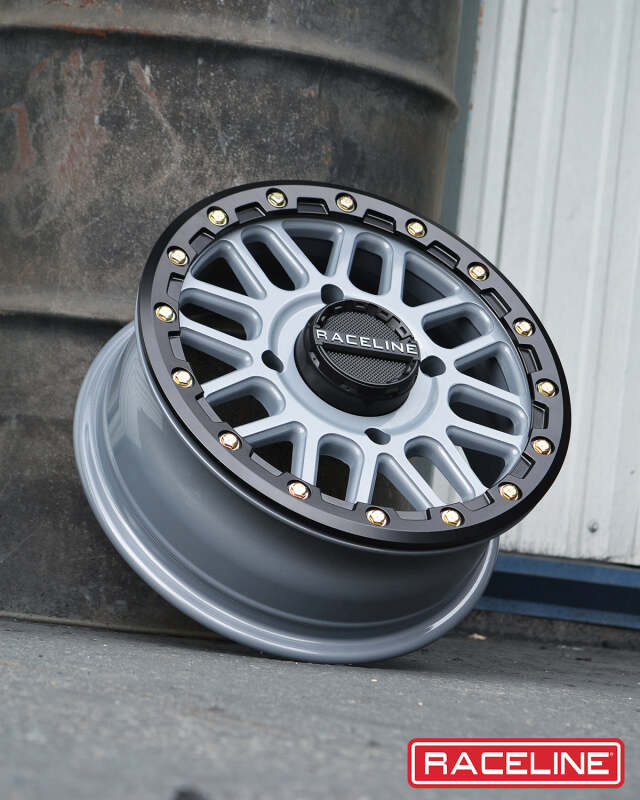 Raceline A93SG Podium 15x6in/4x156 BP/40mm Offset/132.5mm Bore - Grey & Black Ring Beadlock Wheel thumbnail 4