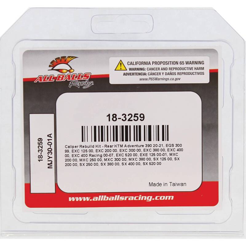 All Balls Racing 2000 KTM EXC 125 Caliper Rebuild Kit Rear thumbnail 2