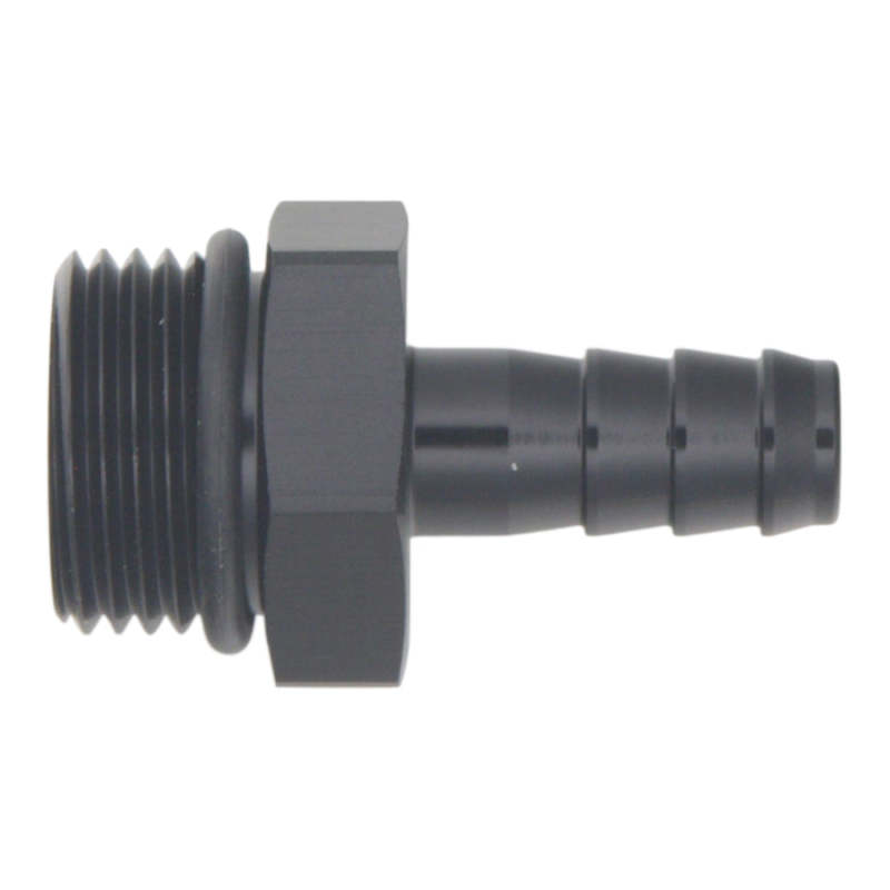 DeatschWerks 10AN ORB Male to 3/8in Male Triple Barb Fitting (Incl O-Ring) - Anodized Matte Black thumbnail 2