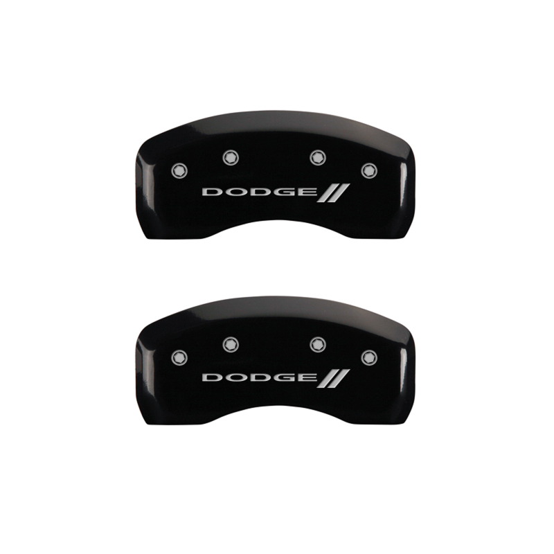 MGP 4 Caliper Covers Engraved Front & Rear With stripes/Dodge Black finish silver ch thumbnail 9