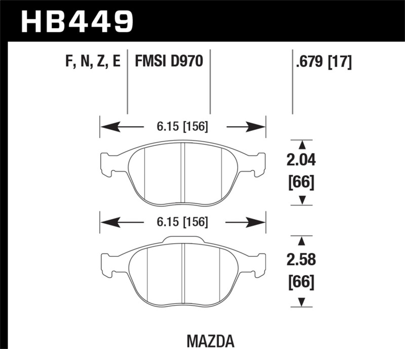 Hawk Performance HP Plus Brake Pads HB449N.679 Pads, Plus, Front, Ford, Set