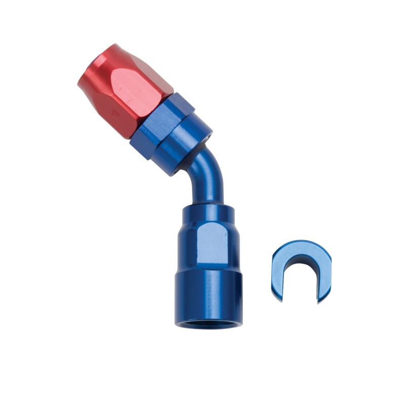 Russell Performance 3/8in SAE Quick Disc Female to -6 Hose Red/Blue 45 Degree Hose End thumbnail 9