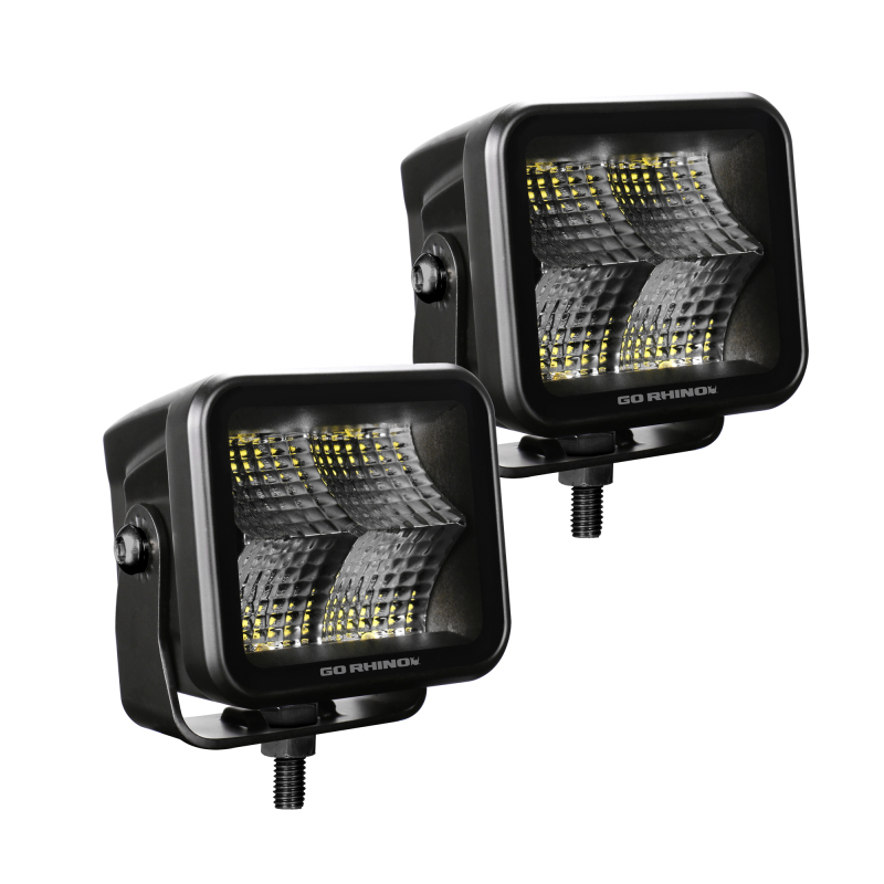 Go Rhino Xplor Blackout Series Cube LED Flood Light Kit (Surface/Threaded Stud Mnt) 2x2 - Blk (Pair) thumbnail 7