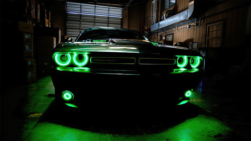 Oracle 15-21 Dodge Challenger WP LED Fog Halo Kit - Red