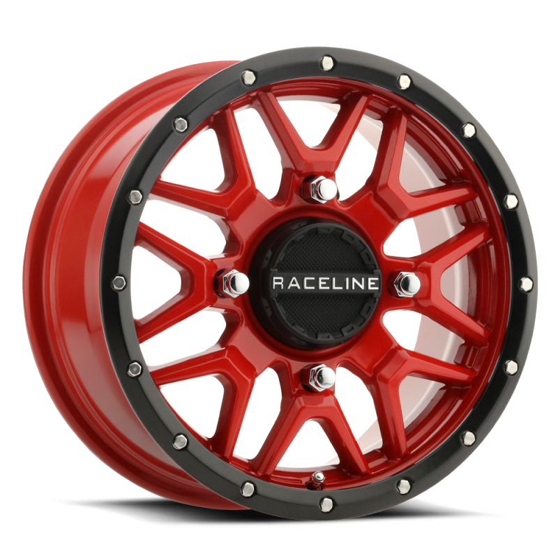 Raceline A94R Krank 14x7in / 4x156 BP / 38mm Offset / 132.5mm Bore - Red & Black Lip Wheel thumbnail 2