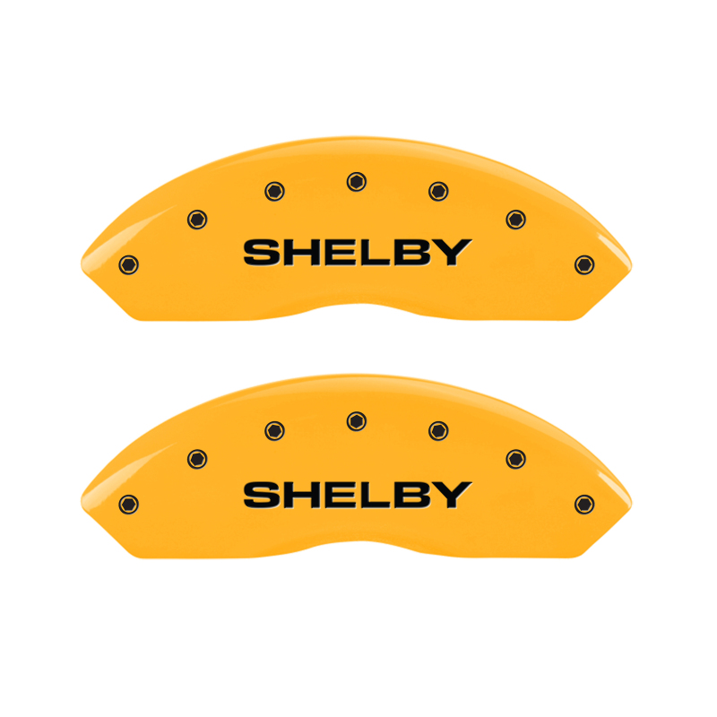 MGP 4 Caliper Covers Engraved Front Shelby Engraved Rear Tiffany Snake Yellow finish black ch thumbnail 5