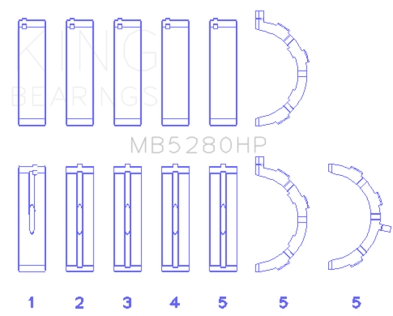 King Ford Prod. V8 4.6L/5.4L Will Not Fit 13-14 GT500 Performance Main Bearing Set - Size STD thumbnail 3