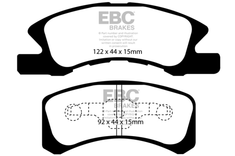 EBC 14+ Mitsubishi Mirage 1.2 Ultimax2 Front Brake Pads thumbnail 4