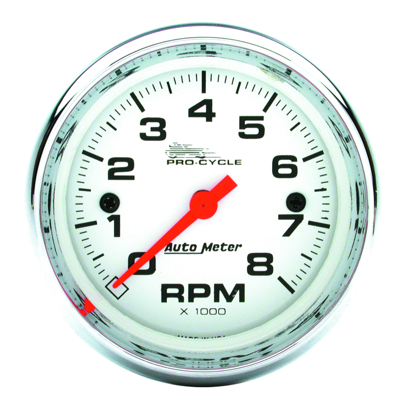 Autometer Pro-Cycle Gauge Tach 2 5/8in 8K Rpm 2&4 Cylinder White thumbnail 4
