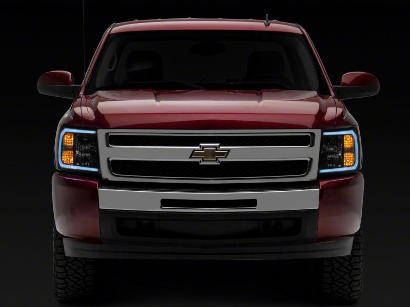 Raxiom 07-13 Chevrolet Silverado 1500 Axial Series Headlights w/ LED Bar- Black Housing (Clear Lens) thumbnail 3