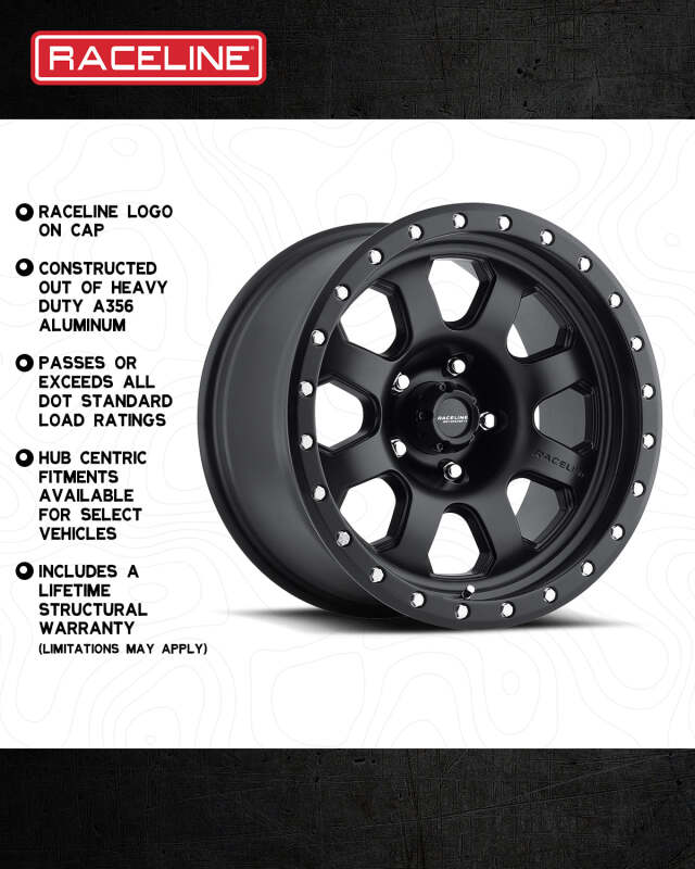 Raceline 929B Avenger 17x9in / 8x170 BP / -12mm Offset / 130.81mm Bore - Satin Black Wheel thumbnail 4