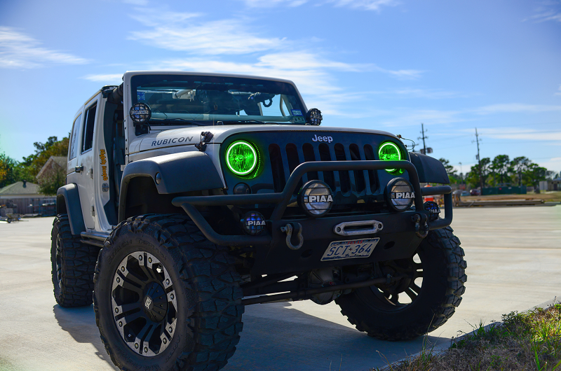 Oracle 07-17 Jeep Wrangler Surface Mount LED Headlight Halo Kit - Green thumbnail 8