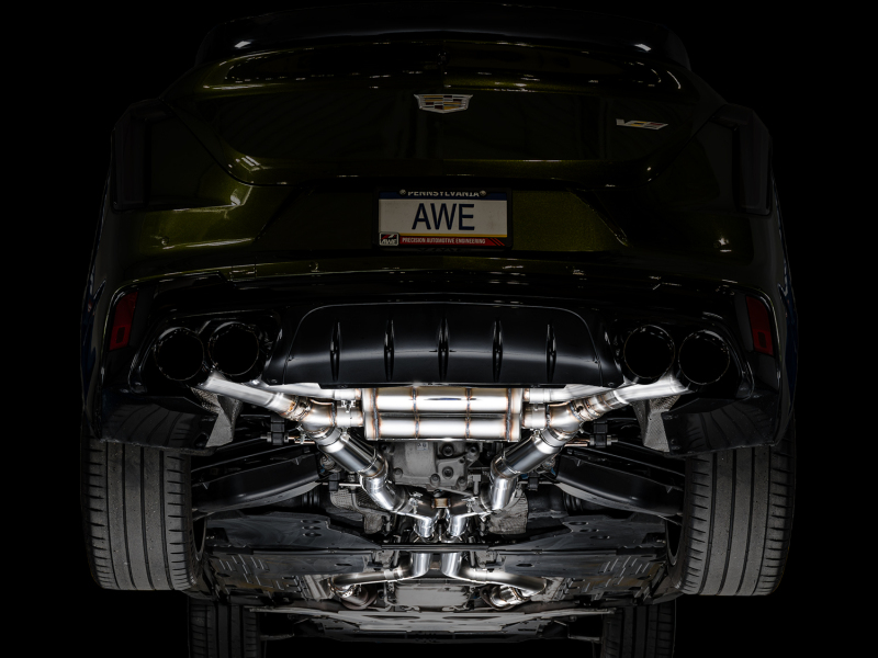 AWE Tuning 2021+ Cadillac CT4-V Blackwing SwitchPath Exhaust - Diamond Black Tips thumbnail 4