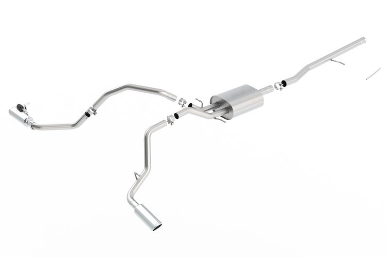 Borla 14 Silv/Sierra C/B Exhaust S-Type 1500 5.3L V8 AT/MT 2&4WD Ext Cab Split Side Exit