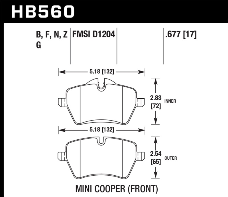 Hawk 06-15 Mini Cooper DTC-60 Race Front Brake Pads thumbnail 6