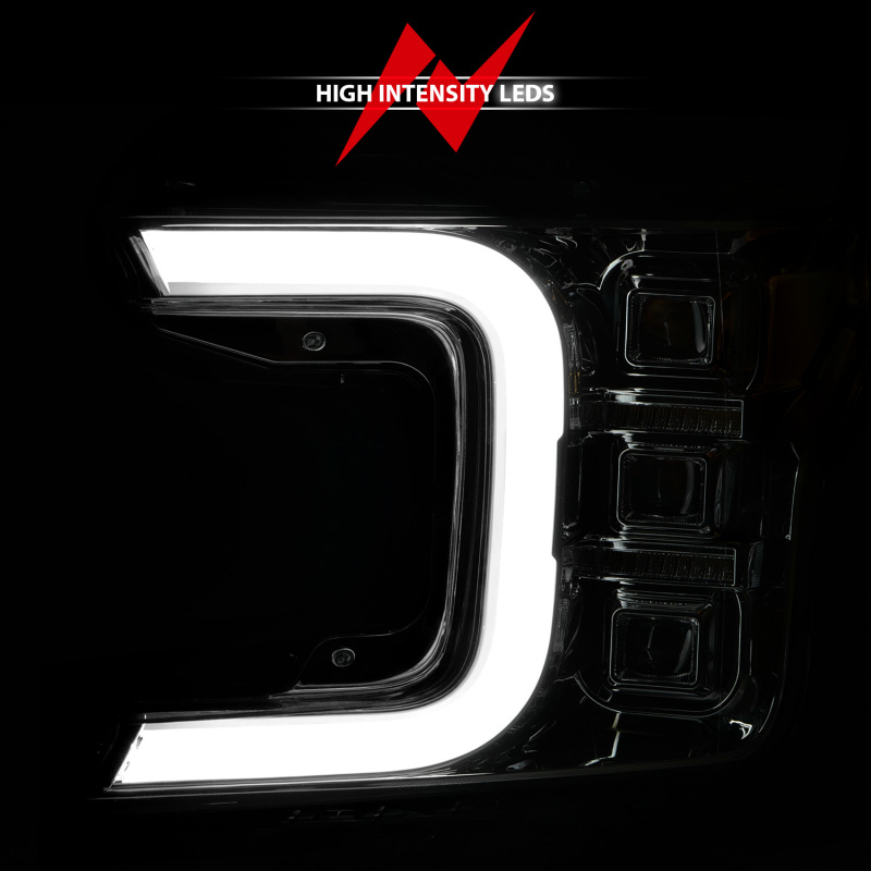 ANZO 18-20 Ford F-150 Full Led Projector Light Bar Style Headlights - Chrome Amber thumbnail 7