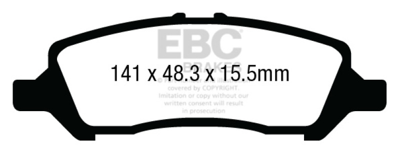 EBC 12+ Dodge Dart 1.4 Turbo Redstuff Rear Brake Pads thumbnail 4