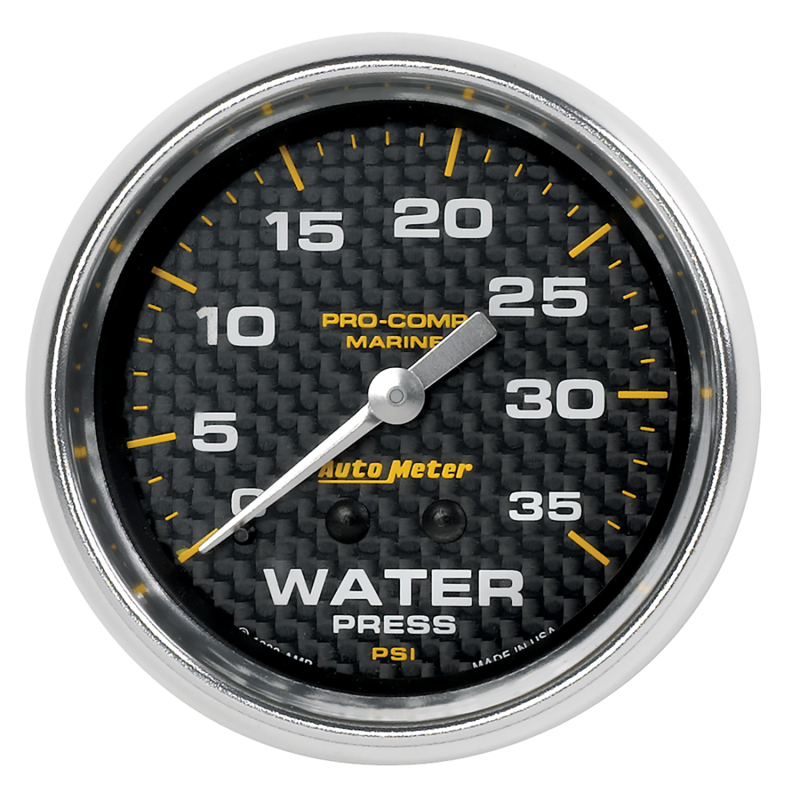 Autometer Marine Carbon Fiber Mechanical 2-5/8in 0-35PSI Water Pressure Gage thumbnail 5