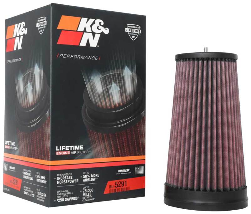 K&N Universal Unique Air Filter 2-3/4in FLG x 4-21/32in Base x 3-1/2in Top x 8-1/4in Height thumbnail 2