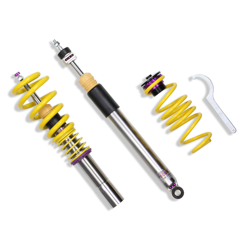 KW Variant 3 Coilover Kits 35210075 Kits, 3, 0.8 - 1.5 in. Lowered Front, 0.4 - 1.5 in. Lowered Rear, Shocks, Yellow Powdercoated Springs, Audi, Kit thumbnail 9
