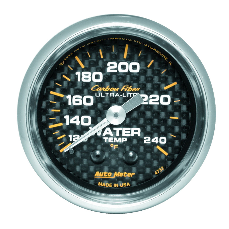 Autometer Carbon Fiber 52mm 120-240 Deg F Mechanical Water Temp Gauge thumbnail 4
