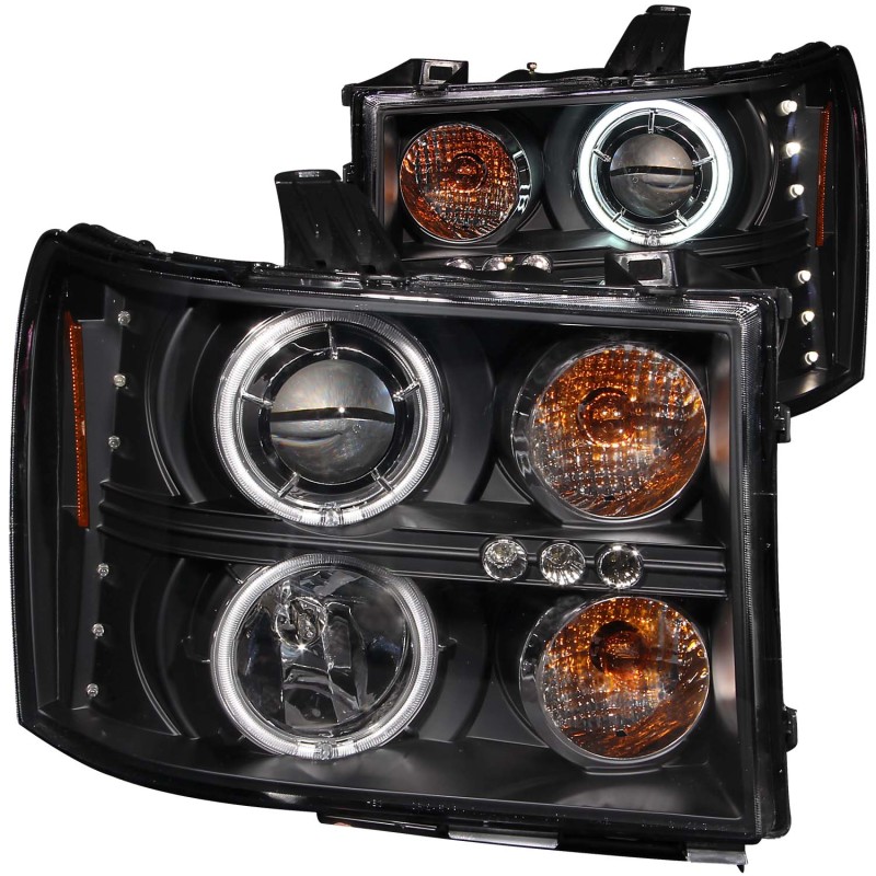 ANZO 2007-2013 GMC Sierra 1500 Projector Headlights w/ Halo Black thumbnail 5