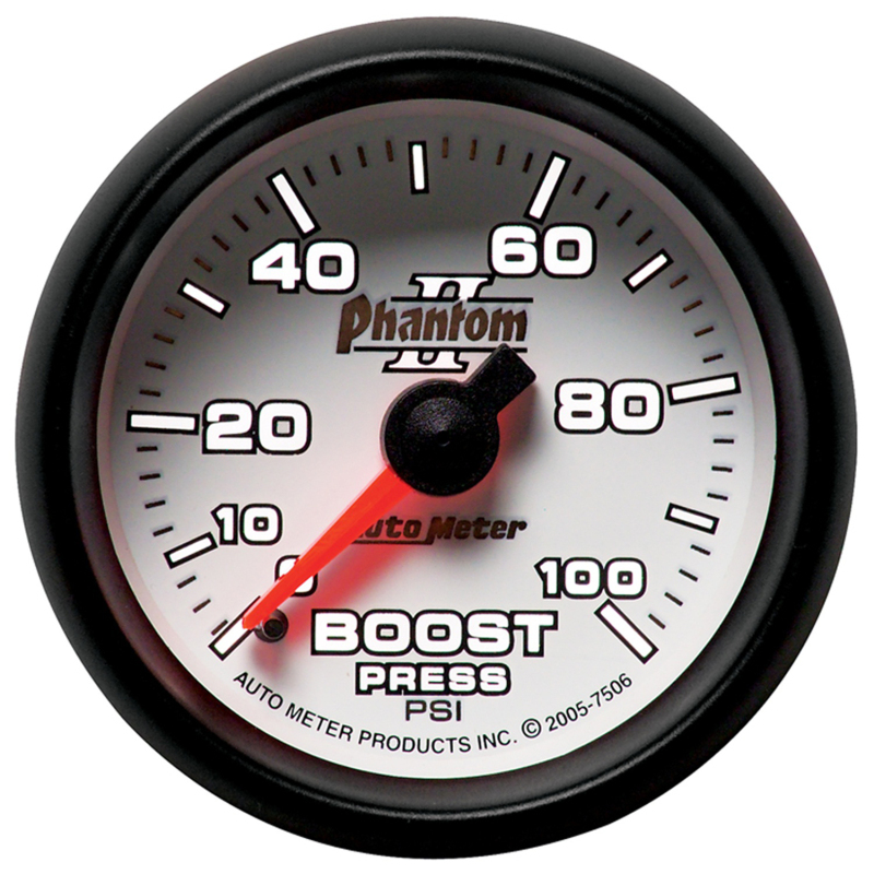 Autometer Phantom II 52.4mm Mechanical 0-100psi Boost Gauge thumbnail 6