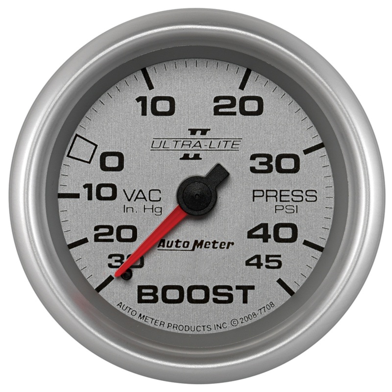 Autometer UL II 2 5/8inch 30 IN HG/45 PSI Mechanical Boost/Vacuum Gauge thumbnail 4